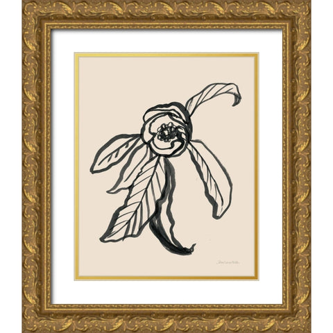 Ink Sketch Flower Gold Ornate Wood Framed Art Print with Double Matting by Miller, Sara Zieve