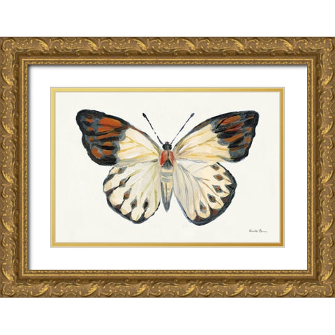 Butterfly Study I Gold Ornate Wood Framed Art Print with Double Matting by Zaman, Farida