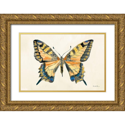 Butterfly Study II Gold Ornate Wood Framed Art Print with Double Matting by Zaman, Farida