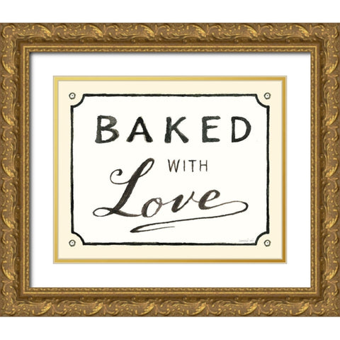 Baked with Love Gold Ornate Wood Framed Art Print with Double Matting by Nai, Danhui