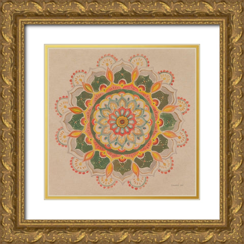 Earthy Mandala Gold Ornate Wood Framed Art Print with Double Matting by Nai, Danhui