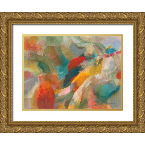 Folds of Color Gold Ornate Wood Framed Art Print with Double Matting by Nai, Danhui