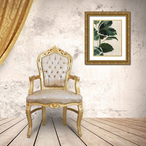 Tropical Study I Linen Gold Ornate Wood Framed Art Print with Double Matting by Purinton, Julia