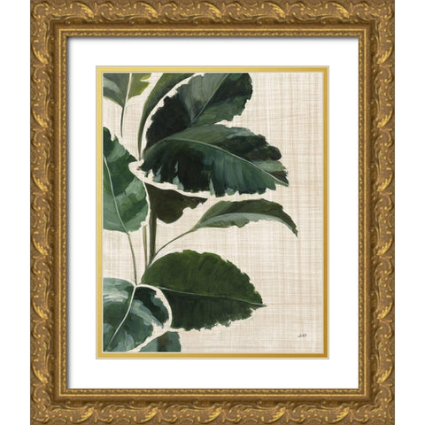 Tropical Study I Linen Gold Ornate Wood Framed Art Print with Double Matting by Purinton, Julia