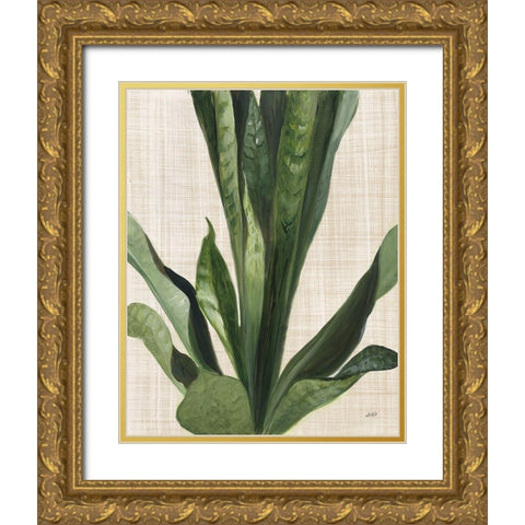Tropical Study III Linen Gold Ornate Wood Framed Art Print with Double Matting by Purinton, Julia