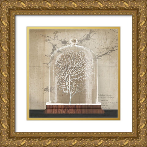 Coral Cloche I Gold Ornate Wood Framed Art Print with Double Matting by Wild Apple Portfolio
