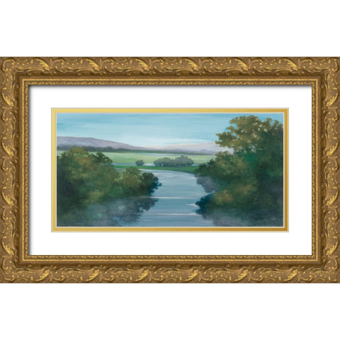 Mercy of the Moon Blue Gold Ornate Wood Framed Art Print with Double Matting by Purinton, Julia