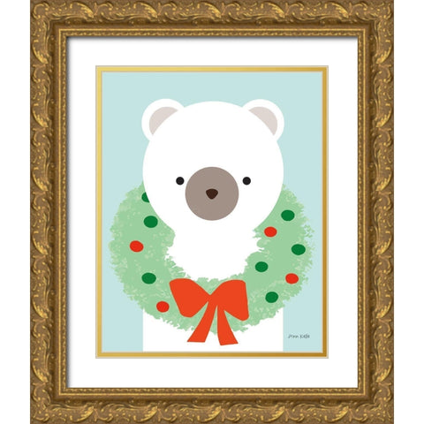 Polar Bear Gold Ornate Wood Framed Art Print with Double Matting by Kelle, Ann