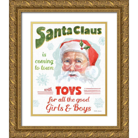 Santa Signs II Gold Ornate Wood Framed Art Print with Double Matting by Grove, Beth