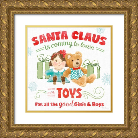 Santa Signs III Gold Ornate Wood Framed Art Print with Double Matting by Grove, Beth