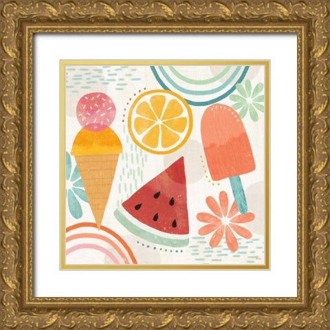 Sweet Summer I Gold Ornate Wood Framed Art Print with Double Matting by Charron, Veronique
