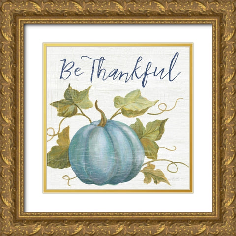 Fall Splendor IV Navy Gold Ornate Wood Framed Art Print with Double Matting by Vassileva, Silvia