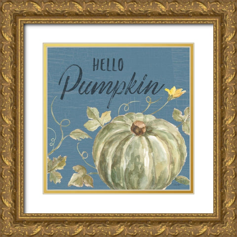 Happy Harvest VII Blue Gold Ornate Wood Framed Art Print with Double Matting by Vassileva, Silvia