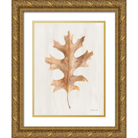 Fallen Leaf I Texture Gold Ornate Wood Framed Art Print with Double Matting by Nai, Danhui