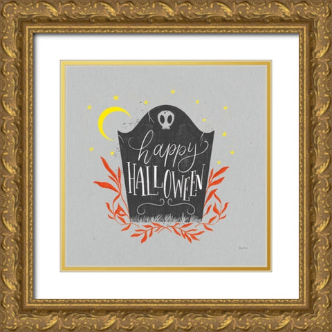 Cute Halloween I Neutral Gold Ornate Wood Framed Art Print with Double Matting by Thorns, Becky