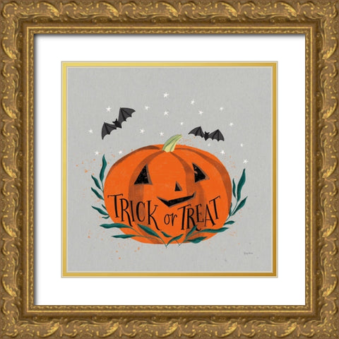 Cute Halloween II Neutral Gold Ornate Wood Framed Art Print with Double Matting by Thorns, Becky