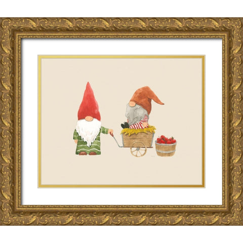 Harvest Gnomes III Neutral Gold Ornate Wood Framed Art Print with Double Matting by Jackson, Jenaya