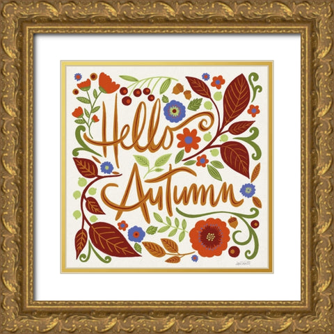 Hello Autumn I Gold Ornate Wood Framed Art Print with Double Matting by Tavoletti, Anne