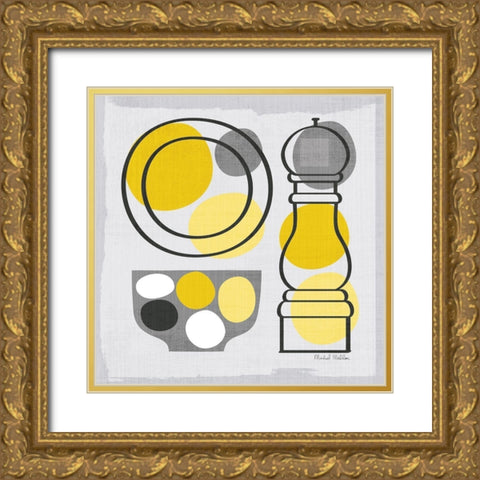 Modern Kitchen Square II Yellow Gold Ornate Wood Framed Art Print with Double Matting by Mullan, Michael