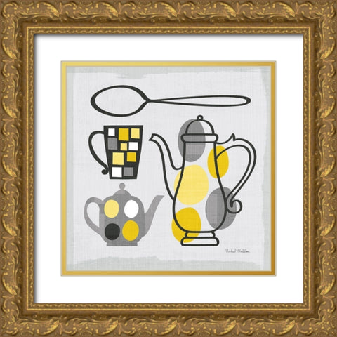 Modern Kitchen Square IV Yellow Gold Ornate Wood Framed Art Print with Double Matting by Mullan, Michael