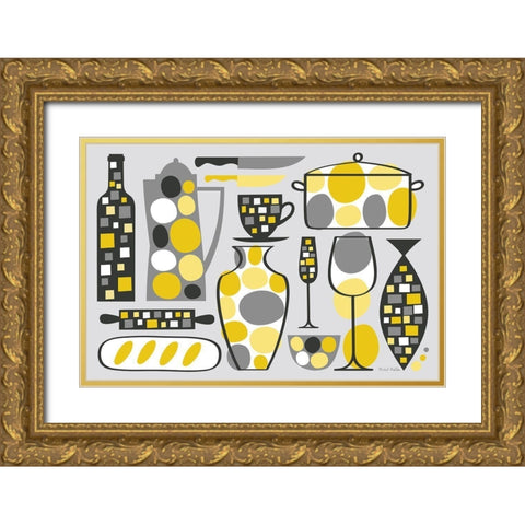 Modern Kitchen V Yellow Gold Ornate Wood Framed Art Print with Double Matting by Mullan, Michael