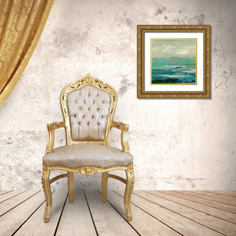 Turquoise Bay II Gold Ornate Wood Framed Art Print with Double Matting by Vassileva, Silvia