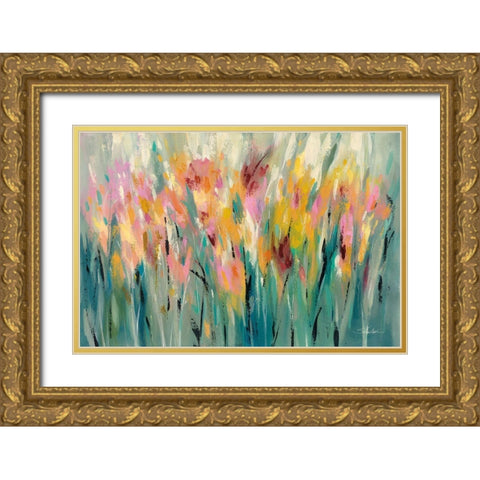 Summer Garden Joy Gold Ornate Wood Framed Art Print with Double Matting by Vassileva, Silvia