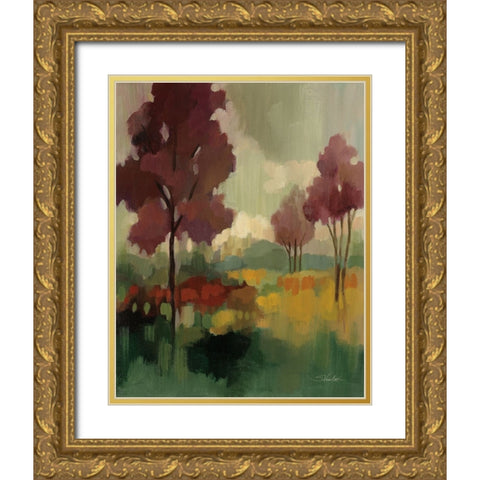 Fall Mosaic Gold Ornate Wood Framed Art Print with Double Matting by Vassileva, Silvia