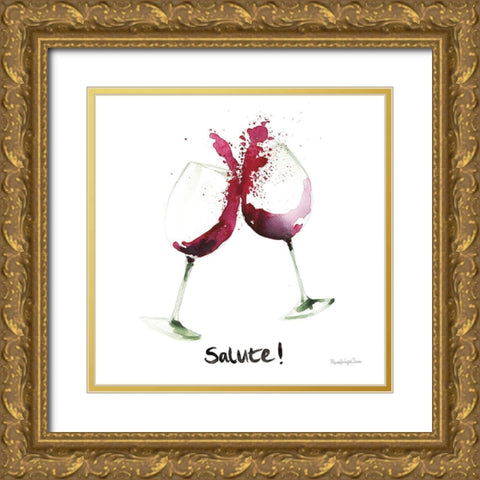 Pop the Cork V Gold Ornate Wood Framed Art Print with Double Matting by Charro, Mercedes Lopez