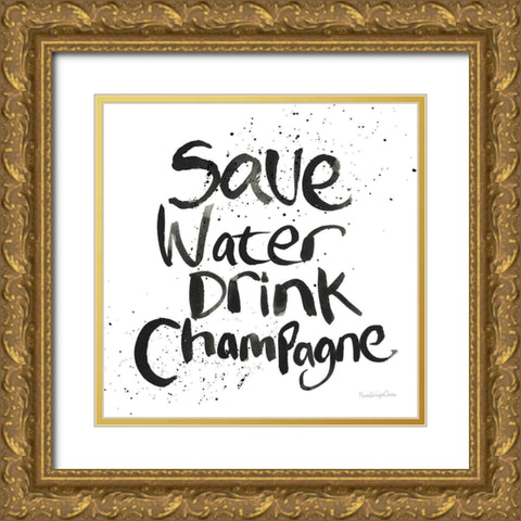 Pop the Cork XII v1 Gold Ornate Wood Framed Art Print with Double Matting by Charro, Mercedes Lopez