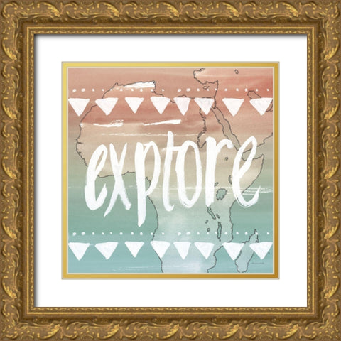 World Traveler III Neutral Gold Ornate Wood Framed Art Print with Double Matting by Miller, Sara Zieve