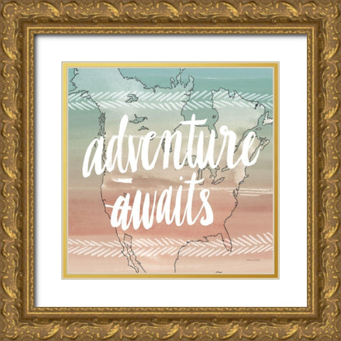 World Traveler IV Neutral Gold Ornate Wood Framed Art Print with Double Matting by Miller, Sara Zieve