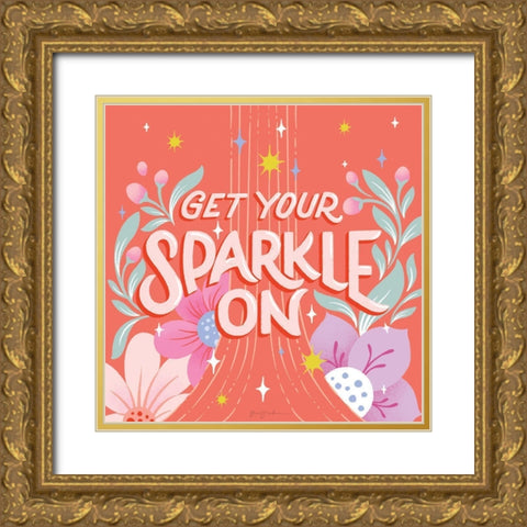 Sparkle I Sq Gold Ornate Wood Framed Art Print with Double Matting by Graham, Gia
