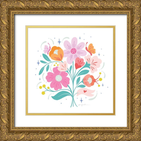 Bright Bouquet I Gold Ornate Wood Framed Art Print with Double Matting by Graham, Gia