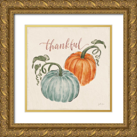 Harvest Jewels III Pumpkins Gold Ornate Wood Framed Art Print with Double Matting by Penner, Janelle
