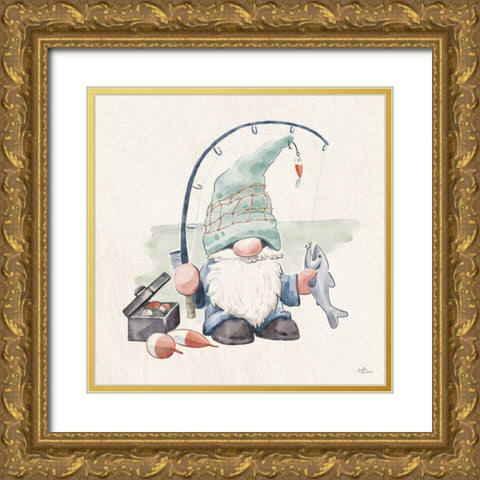 Beach Gnomes III Gold Ornate Wood Framed Art Print with Double Matting by Penner, Janelle