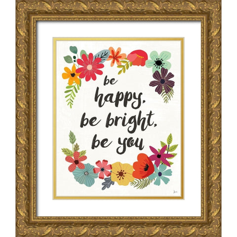 Words and Petals IV Gold Ornate Wood Framed Art Print with Double Matting by Aiken, Jess