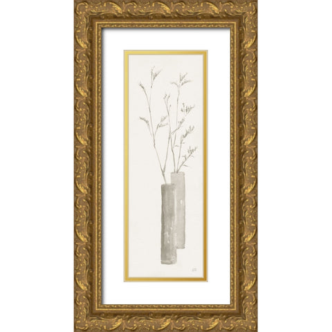Neutral Grass Gold Ornate Wood Framed Art Print with Double Matting by Paschke, Chris