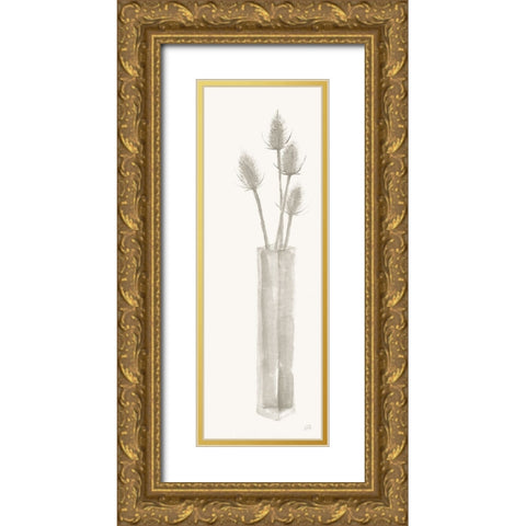Neutral Thistle Gold Ornate Wood Framed Art Print with Double Matting by Paschke, Chris