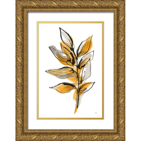 Amber Leaves II Gold Ornate Wood Framed Art Print with Double Matting by Paschke, Chris