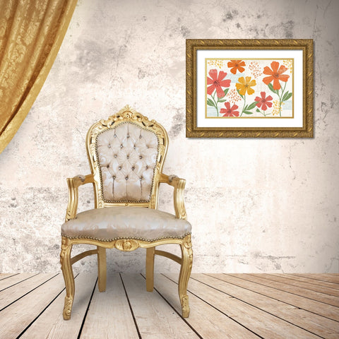 Mod Floral I Gold Ornate Wood Framed Art Print with Double Matting by Charron, Veronique
