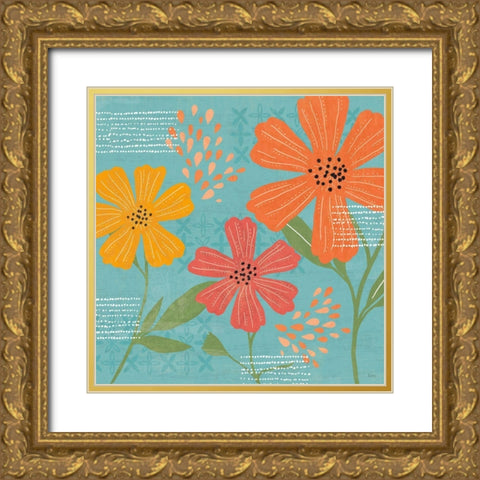 Mod Floral III Gold Ornate Wood Framed Art Print with Double Matting by Charron, Veronique