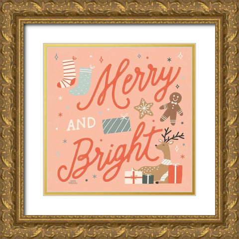 Reindeer Holiday VI Gold Ornate Wood Framed Art Print with Double Matting by Marshall, Laura