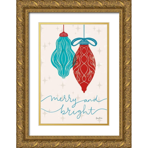 Retro Ornament VIII Blue Gold Ornate Wood Framed Art Print with Double Matting by Thorns, Becky