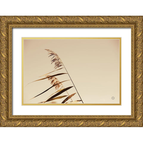 Windswept Grasses Gold Ornate Wood Framed Art Print with Double Matting by Larson, Nathan