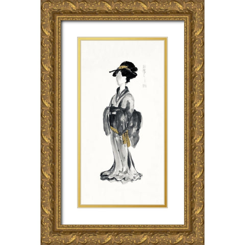 Geisha I Black and Gold Gold Ornate Wood Framed Art Print with Double Matting by Paschke, Chris