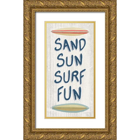Beach Time V Fun Gold Ornate Wood Framed Art Print with Double Matting by Wiens, James