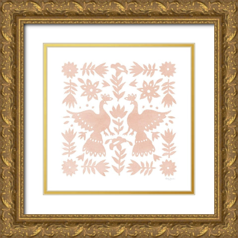 Otomi Elegance II Dusty Coral Gold Ornate Wood Framed Art Print with Double Matting by Green, Nancy