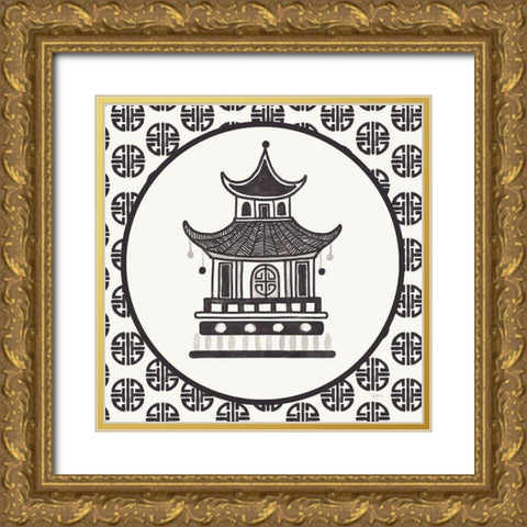 Everyday Chinoiserie VI BW Gold Ornate Wood Framed Art Print with Double Matting by Urban, Mary