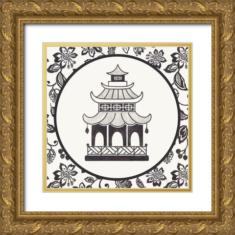 Everyday Chinoiserie VIII BW Gold Ornate Wood Framed Art Print with Double Matting by Urban, Mary